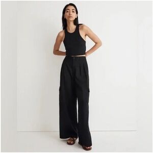 Madewell linen cargo wide leg pants